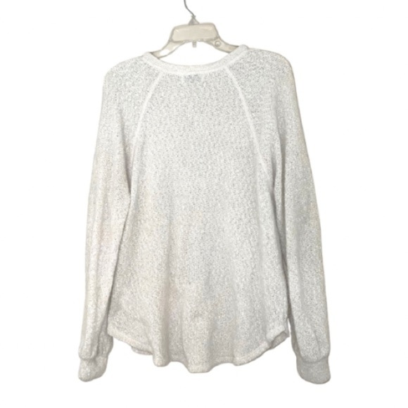 Urban‎ Outfitters White Sheer Deep V-Neck Slouchy Boho Long Sleeve Sweater Small - Picture 3 of 9